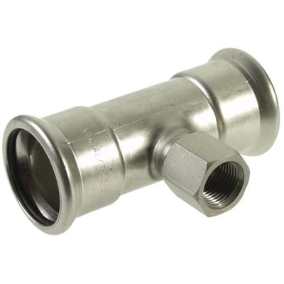 VSH XPress rustfri press t-stykke med dimensioner 76,1 mm - 2" - 76,1 mm, fremstillet i AISI 316 rustfrit stål og klar til M-profil presværktøj.