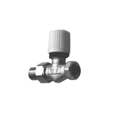 Herz reguleringsventil NL 1/2" TS-90 LL, ligeløbende ventil med hvidt greb til manuel varmeregulering, 1/2" dimension.