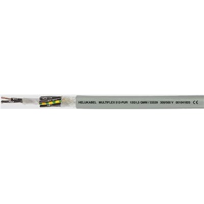 Fleksibel Multiflex 512 PUR kabel med 7G1,5 dimension, vist med afisolerede ender og tydelig mærkning.