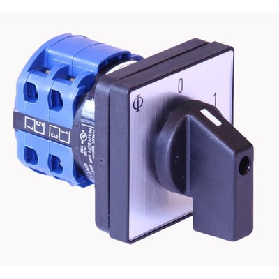 Kraus & Naimer 4-polet afbryder, 20A, med 0-1 kontaktposition og 4 huls frontplade på 48x48 mm.