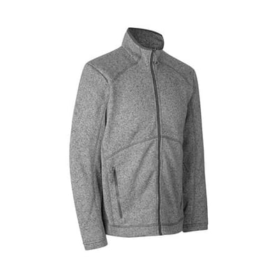 ID Identity fleece cardigan i grafit melange, str. 2XL, vist forfra med lynlås og sidelommer.