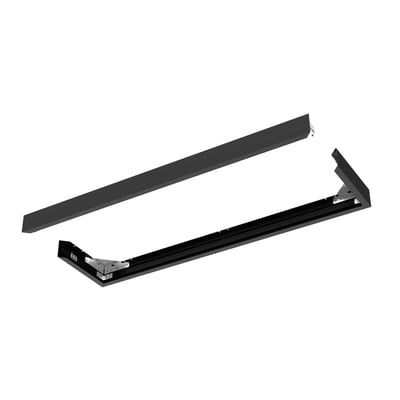 Sort Ledvance-påbygningskit H75 til Panel Comfort Gen2 1200 med lange rammesider og synlige metalbeslag.