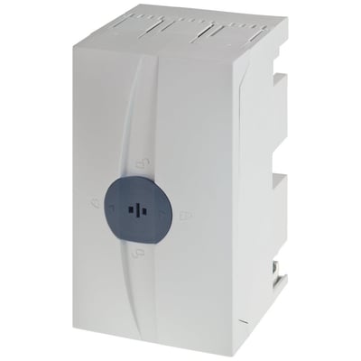 Siemens 3-polet tilslutningsmodul i hvidt plast, 35-150mm², passer til 60mm skinnesystem, vist fra siden.