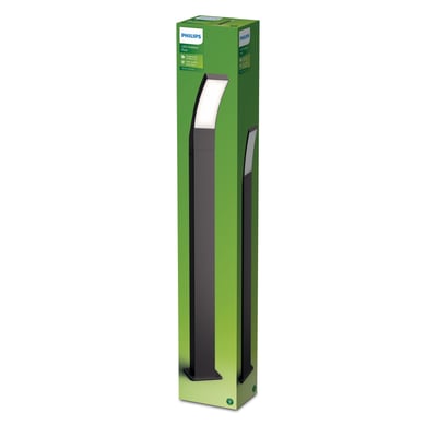 Emballage til Philips Lighting Splay pullert, 12W, 4000K, 96cm, med illustration af pullerten i antracit.