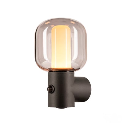 SLV OVALISK væglampe i antracit aluminium med røget glas og indbygget LED, lysfarve 3000-4000K.