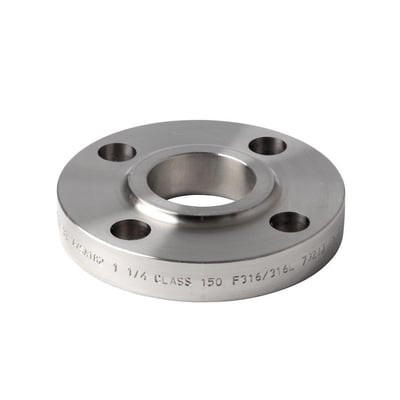 Syrefast løsflange i rustfrit stål, 2" dimension og 150 Lbs trykklasse, med synlige boltehuller.