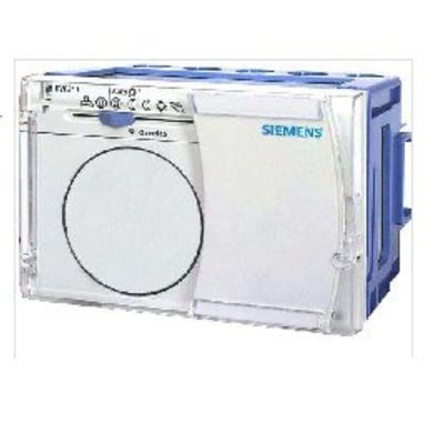Siemens RVP211.0 varmeregulator uden ur til varmeanlæg med varmt brugsvand, vist fra siden på hvid baggrund.
