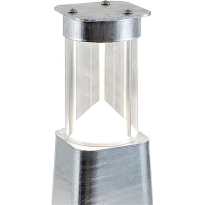 Weka pullertarmatur til TOWER i galvaniseret stål med klar polycarbonat cylinder og integreret LED lyskilde.