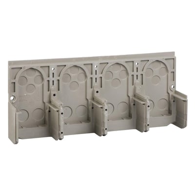 Schneider Electric klemmeafdækning til frontforbindelse, 1600A, fremstillet af grå plast med fire cirkulære udskæringer for montering.