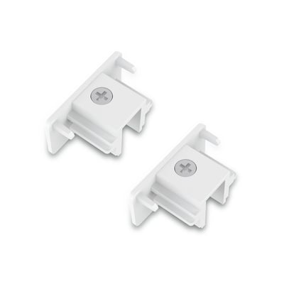 Hvidt Philips EasyLink-endestykke til afslutning af en lysskinne, vist skråt med synlig skrue og låsetapper.