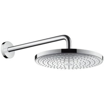 Hansgrohe RD Select S 300 2jet hovedbruser med bruserarm, vist fra siden med et overblik over designet.