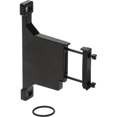 Festo monteringsvinkel MS4-WPB-EX i sort, eksplosionssikker og korrosionsbestandig, med synlige skruer og en separat pakning.