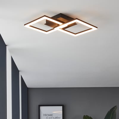 EGLO Paranday-Z sort, moderne loftlampe monteret i loft med indirekte belysning, der skaber hygge.