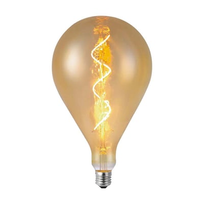 V-TAC A160 VT-2267 LED pære med E27 fatning og unikt spiral filament i amberglas.