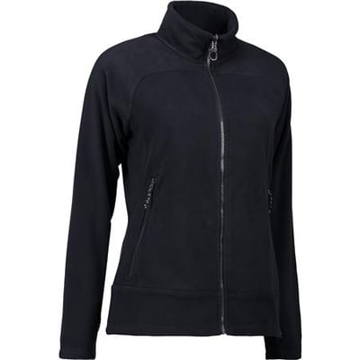 ID Identity damefleece zip mix cardigan i navy blå med lynlås foran og i sidelommer, størrelse S.