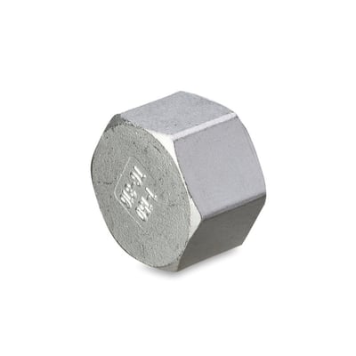 Slutmuffe i rustfrit stål, 3/4" gevind, 20 bar tryk, med tydelig mærkning "1-150 10-316" på en facet.
