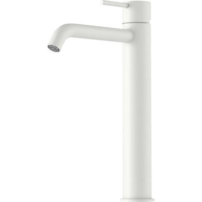 Mora INXX II Soft High håndvaskarmatur i mat-hvid med et højt og elegant design, ideelt til vaskefade.
