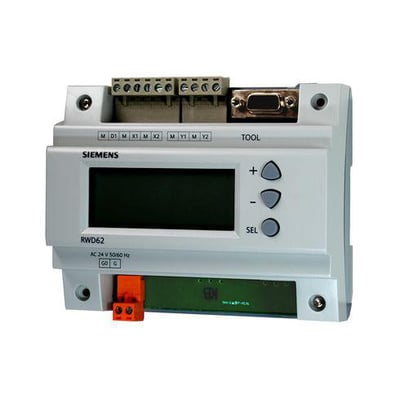 Siemens RWD62 regulator, universel AC 24 V med 2 modulerende udgange og digitalt display.