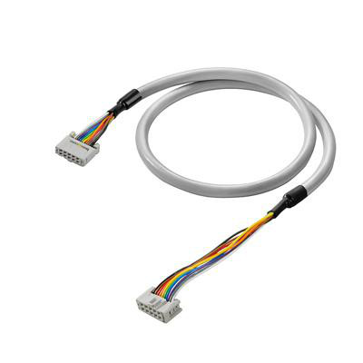 Weidmüller PLC-kabel til digitale signaler, 34-polet og 1,5 m, med gråt kabel og stik i begge ender.