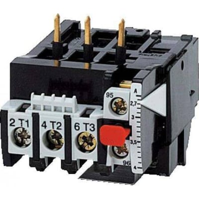 Omron J7TKN-A-E9 overbelastningsrelæ, 3-polet, med 0,6-0,9 A justerbar strøm, monteringsklemmer og manuel nulstilling.