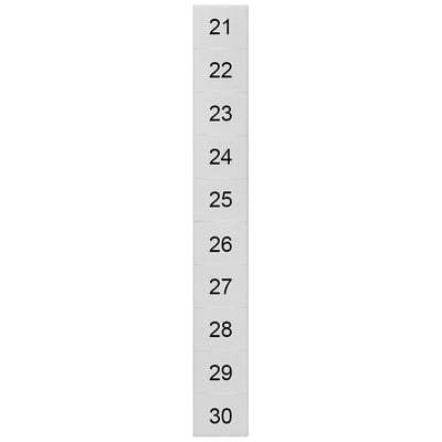 Siemens mærkeplade til frontmontering 21-30, hvid med 8,2mm klemmebredde og snap-on montering.
