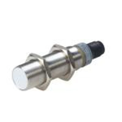 Carlo Gavazzi induktiv aftaster M18 Namur med 8 mm detekteringsafstand, uskærmet design og tilslutning bagpå.