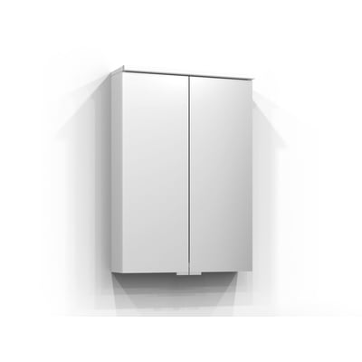 Sarek spejlskab 50 cm bredt i hvid lakering med dobbelt dør og integreret LED-lys.