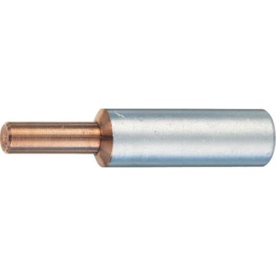 Klauke pindbolt AL/CU til 25mm² Al og 35mm² massive kabler, med kobberovergang og markeringer for presning.