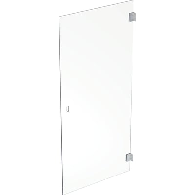 Enkel Contura Shower svingdør i 8 mm klart glas med krombeslag, vist isoleret på hvid baggrund.