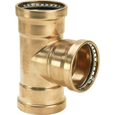Viega Seapress T-stykke 76,1x54x76,1 mm i CuNi10Fe1,6Mn-legering med preskobling, perfekt til marine miljøer.