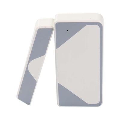 V-TAC Vt-5177 WiFi dørsensor i hvid ABS, bestående af to dele, monteret usynligt på dørkarm.