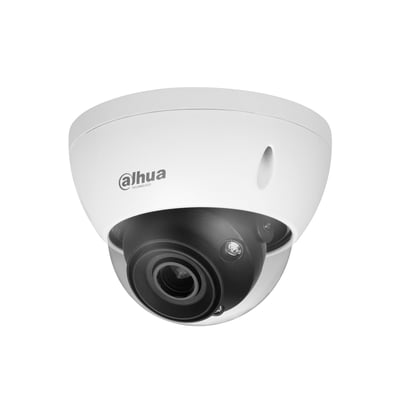Dahua 5MP Dome IP-kamera med 2.7-12mm motoriseret objektiv og WizMind-teknologi, hvidt kuppeldesign.