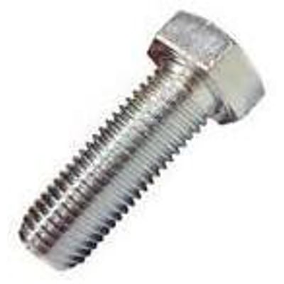 M18x75 el-galvaniseret stålsætskrue ISO 4017 klasse 8.8 med synligt gevind og sekskantet hoved, vist på hvid baggrund.