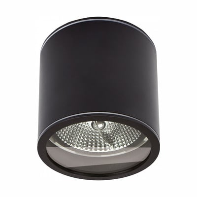 SpectrumLED Chloe AR111 rund GU10-spotlampe i sort, vist skråt forfra med reflektoren synlig.