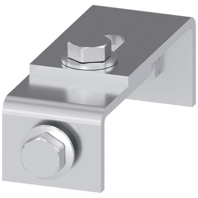 Siemens brostang 3KC9 1P 630A i metal, vist med en bolt og skive monteret på en flad overflade.