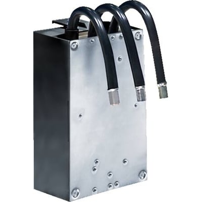 Rittal MINI-PLS komponentadapter SV med tre sorte kabler tilsluttet den metalfarvede adapterboks.