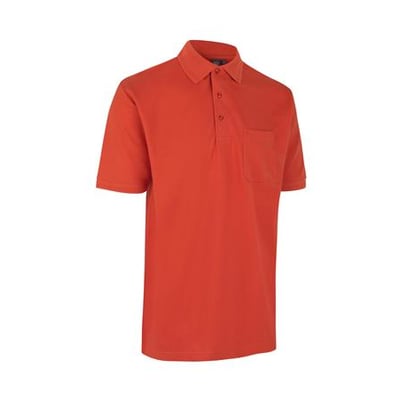 ID Identity Pro Wear poloshirt i koralfarve, størrelse XS, med kort ærme og brystlomme.