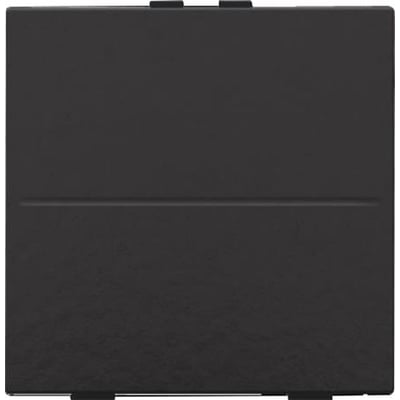 Niko trådløs 2-tryks tangent i sort bakelite med blank piano finish, vist forfra.