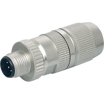 Murrelektronik M12 hanstik, lige, 3-polet, B-kodet, skærmet med IDC-tilslutning i metalhus.