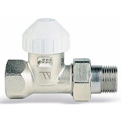 Solar Plus type 1 radiatorventil ¾" ligeløbende 179WM i forniklet messing med hvidt justeringshoved.