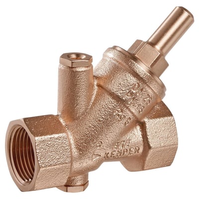 Kemper EA kontrollerbar kontraventil i rødgods med muffe/muffe, 1 1/4", PN16. Ventilen har et rødgodsdesign med et rustfrit stål ventilsæde.
