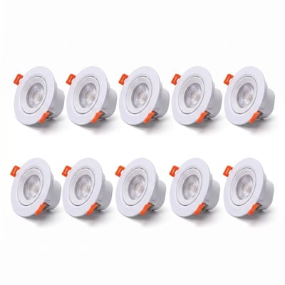 V-TAC VT-2707CCT-2 LED-indbygningsspot på 7 W med hvid rund front og orange monteringsclips.