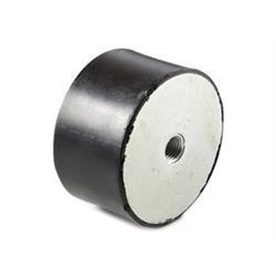 Cylindrisk vibrationsdæmper type C med M8 indvendigt gevind og 30mm højde.