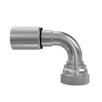 Parker 1B248 hydraulikfitting i stål med 90° indstik, 3/8" BSP-omløber og tilslutning til 3/8" slange.