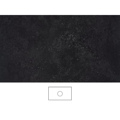 Svedbergs Grafit bordplade på 81 x 46 cm med mørk, mønstret overflade og en enkel skitse nedenunder.