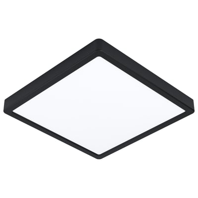 EGLO CONNECT Fueva-Z sort kvadratisk loftlampe i aluminium med mat finish, 28,5x28,5 cm og IP44.