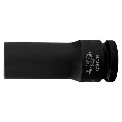 Bagfra af Bahco 1/2" krafttop 22mm, vist med 1 markeret på siden. Fremstillet i sort, slidstærkt stål med en fosfateret finish.