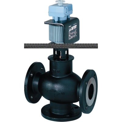 Siemens MXF461.15-3.0 flangeventil med magnet aktivering, DN15, PN16, vist fra siden med tydelig brand- og modelinformation.