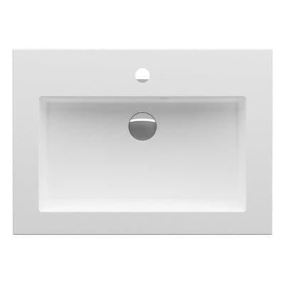 INR Viskan håndvask i mat hvid porcelæn med skarpe linjer og en slank profil.