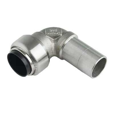 Roth vinkelstykke MF/NP til indstik, 28mm. Fremstillet af blankt rustfrit stål AISI 316.